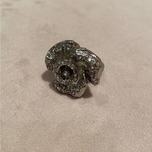 Silver Stone Embedded Rose Ring